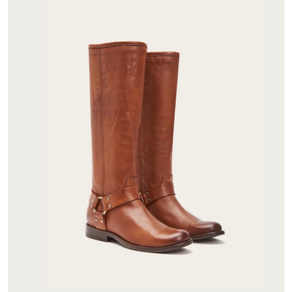 Frye Phillip Harness Tall Whiskey Leather Boots
